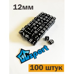 Кубики (игральные кости), 100шт, черные (12мм)