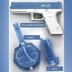 Водный пистолет электрический Glock синий с увеличенной обоймой