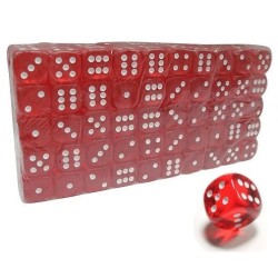 Кубики (игральные кости), красные прозрачные, 100шт
