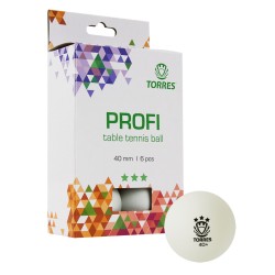 Мячики для настольного тенниса TORRES Profi 3*, 6 шт, белые