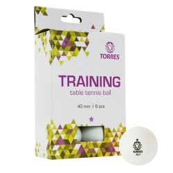 Мячики для настольного тенниса TORRES Training 1*, 6 шт, белые