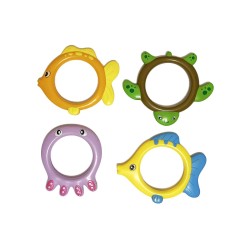 Тонущие (подводные) игрушки для бассейна Кольца Морские обитатели (4шт), для ныряния и обучения плаванию