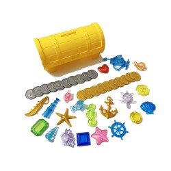 Тонущие (подводные) игрушки для бассейна Сундук с сокровищами (40 предметов), для ныряния и обучения плаванию, желтый