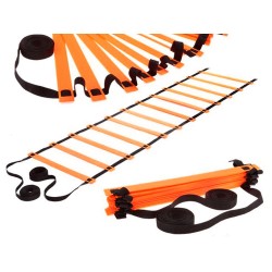 Лестница координационная GCsport, 612 см, 12 перекладин, (оранжевая) с чехлом (для функционального тренинга)