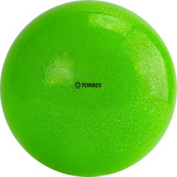 Мяч для художественной гимнастики TORRES диаметр 19 см, ПВХ, зеленый с блестками